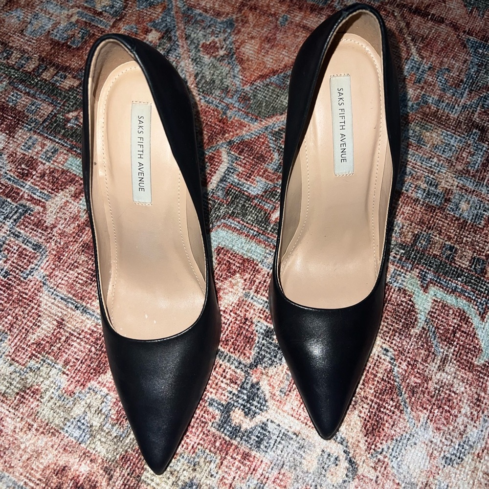 Saks Fifth Avenue Black Leather Heels